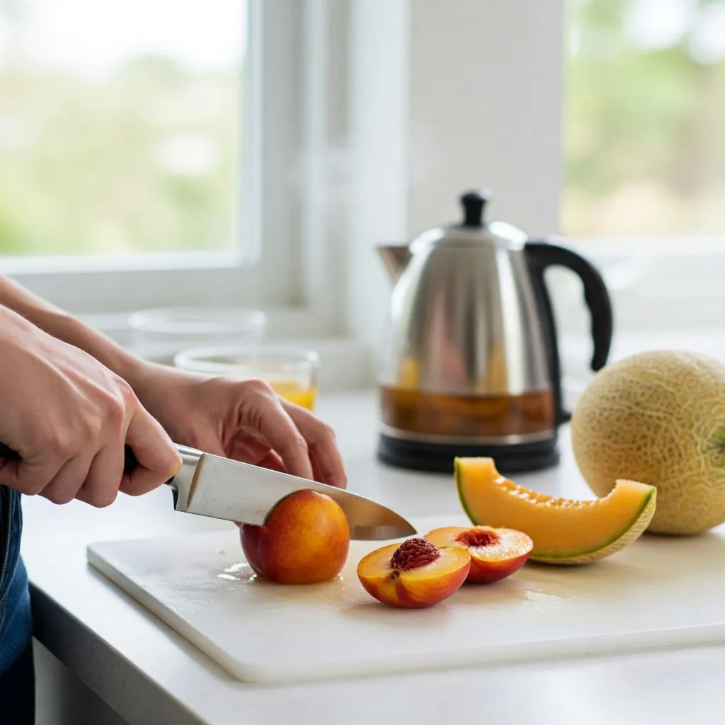 Cùng Potas.vn học cách pha chế trà đào dưa lưới mát lạnh, thanh ngọt, cực thích hợp cho những ngày hè oi bức. Công thức đơn giản, nguyên liệu dễ tìm, tốt cho sức khỏe.