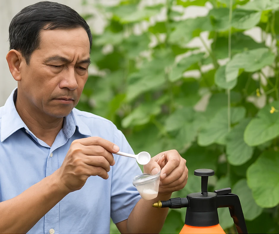 💧 4 Giai Đoạn Vàng Cung Cấp Dinh Dưỡng Cho Dưa: Hiểu Đúng Về NPK & Trung Vi Lượng 7 Phun phân bón lá Canxi-Bo là bí quyết dinh dưỡng cho dưa giúp tăng tỷ lệ đậu trái