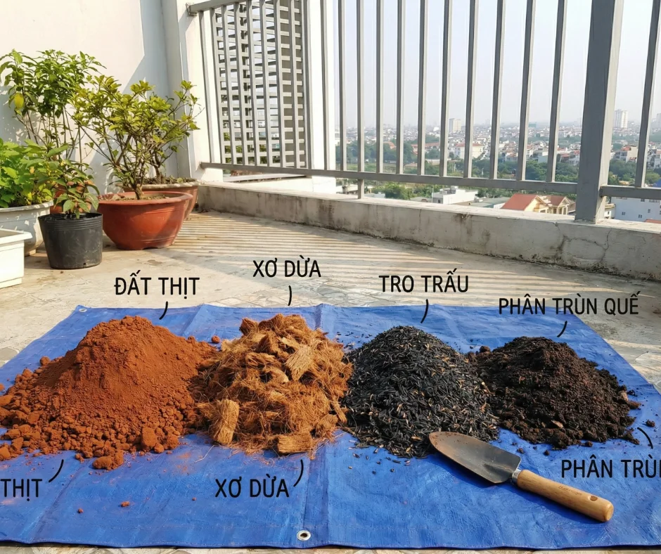 Lão Nông chia sẻ công thức trộn đất trồng bí đỏ trong chậu chuẩn sân thượng: tơi xốp, giàu hữu cơ, sạch nấm bệnh. Áp dụng ngay để rễ khỏe, cây sai quả!