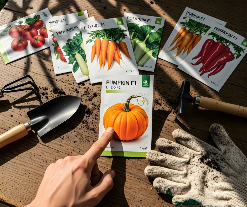 Lão Nông chia sẻ top 5 giống bí đỏ sân thượng sai quả, chịu nhiệt tốt. Hướng dẫn chọn hạt giống F1 trồng trong thùng xốp cho người mới bắt đầu.